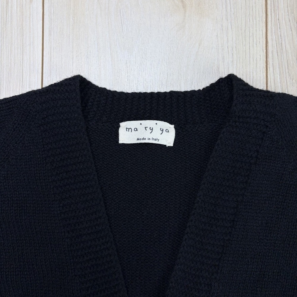 Ma'ry 'Ya Women's Large Cashmere Merino Wool Knit Cardigan Sweater Black Italy - Picture 2 of 5